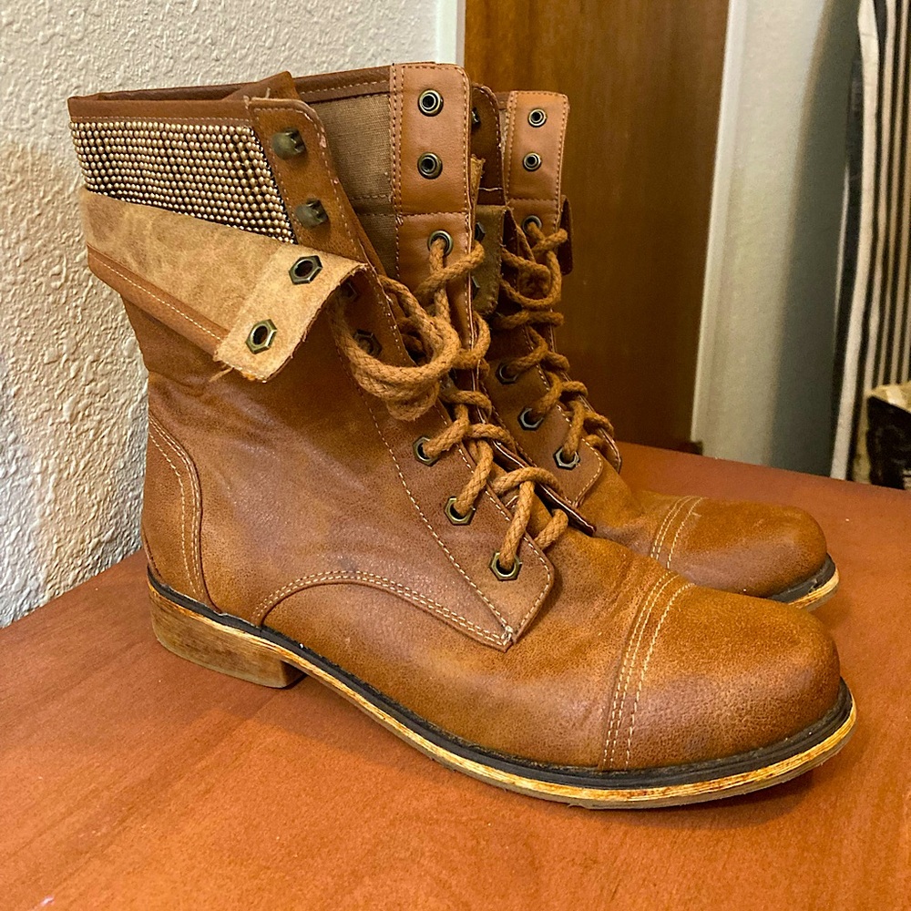 Faux Brown Leather Boots